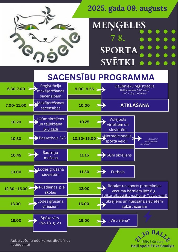 Meņģeles 78. sporta svētki – 2025. gada 9. augustā!