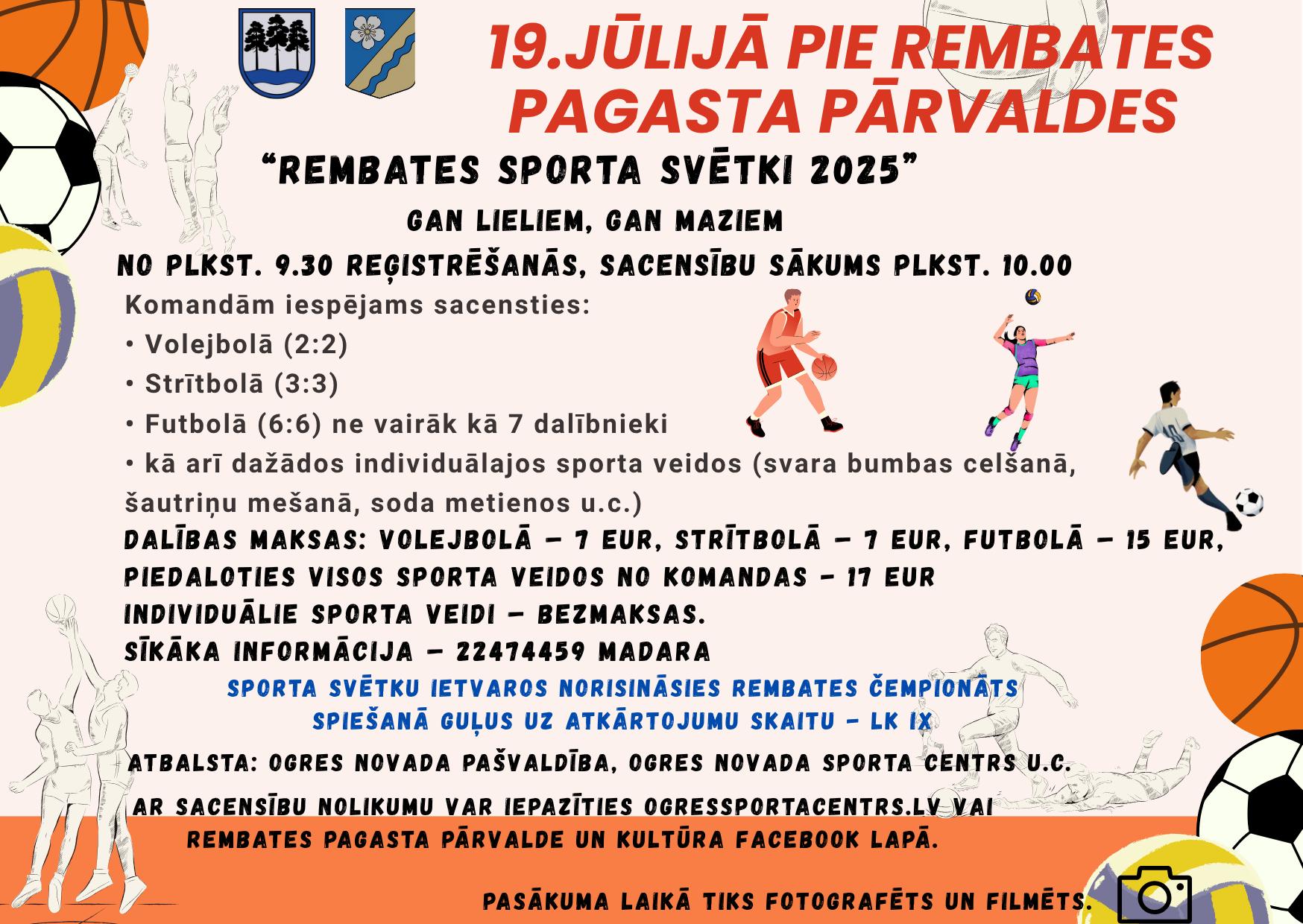 Rembates Sporta Svētki 2025 – 19.jūlijā