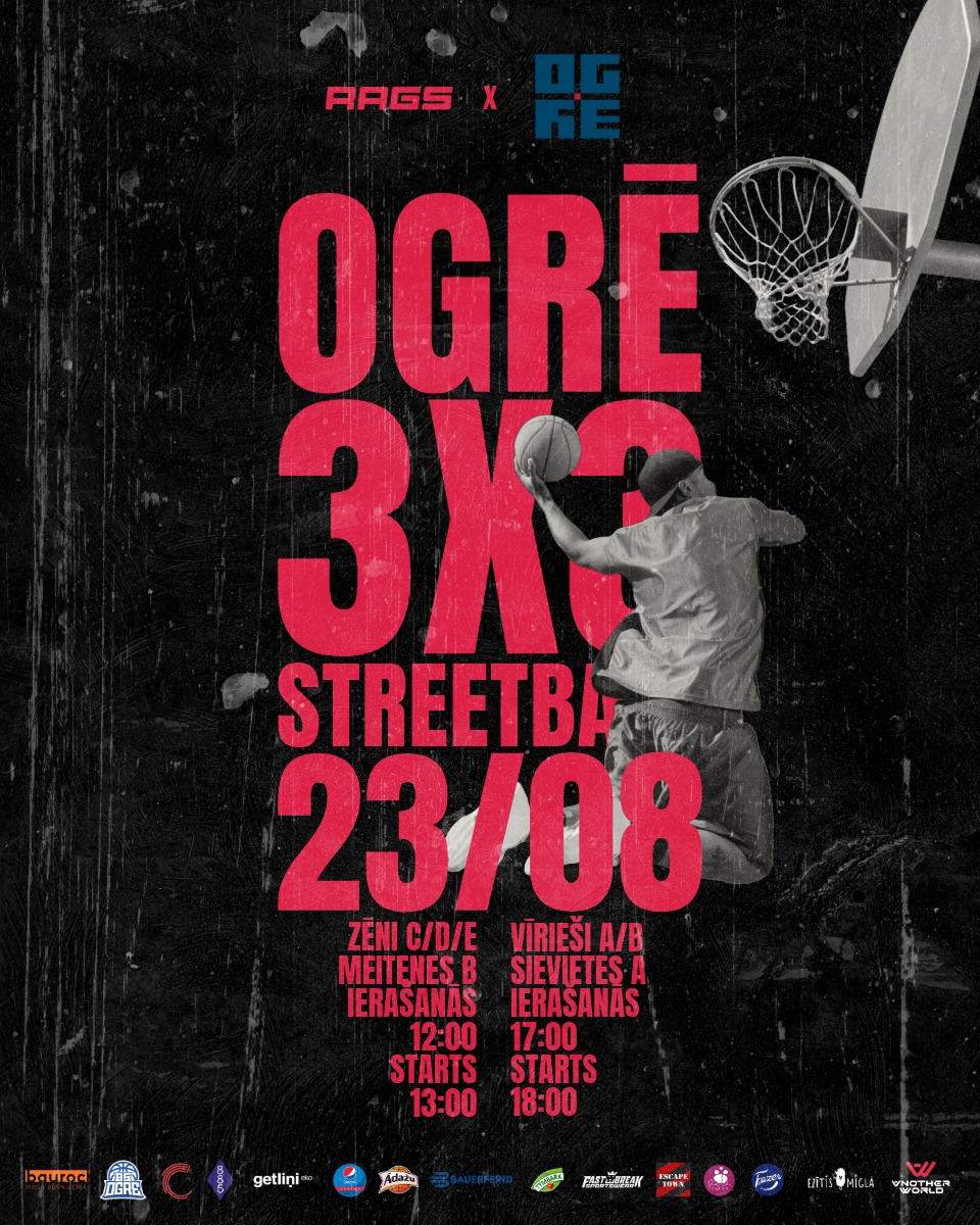 Ogre 3x3 Streetball – 23. augustā sadarbībā ar RAGS BB