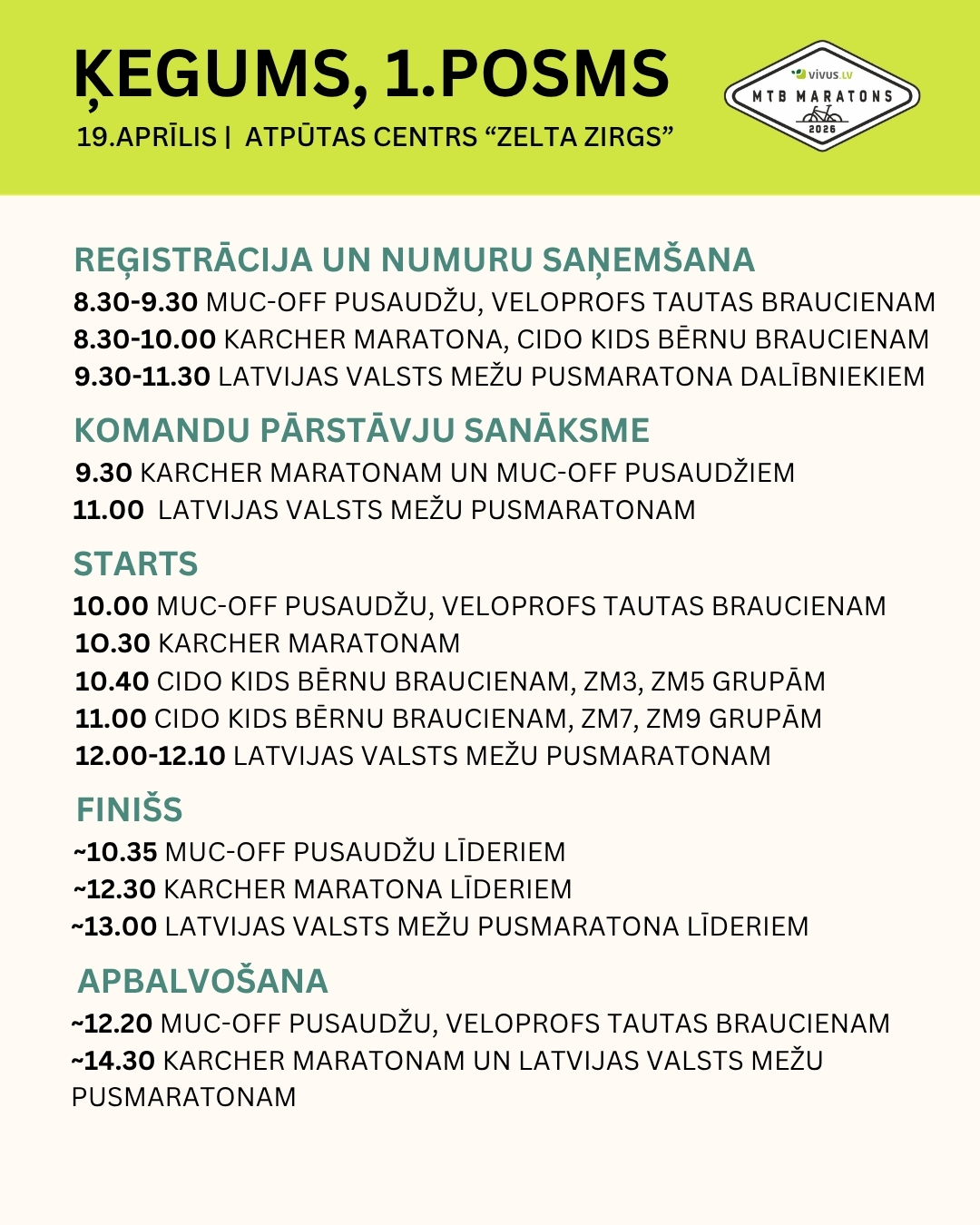Vivus MTB 1.poms Ķegumā 19.aprīlī