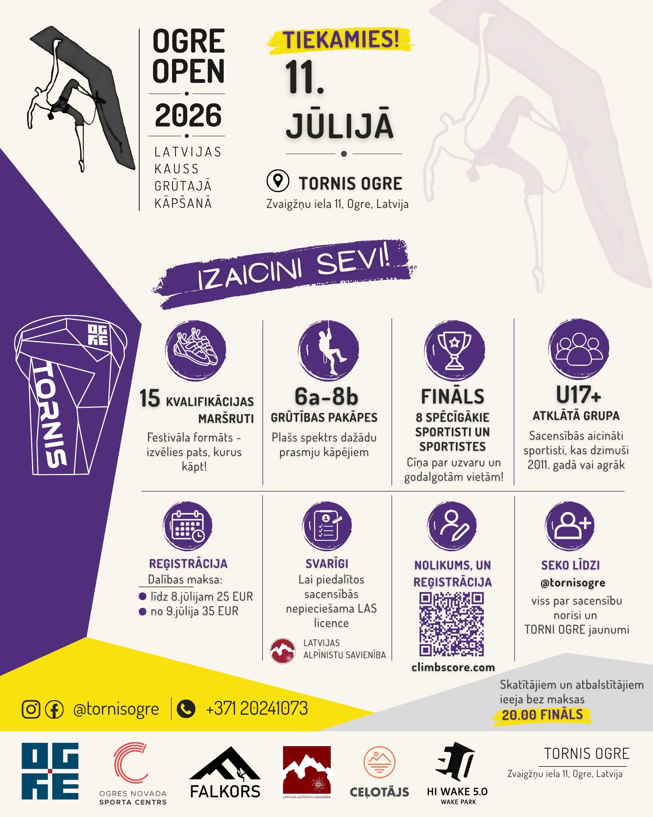 Ogrē notiks Latvijas kausa posms grūtajā kāpšanā – Ogre Open 2026