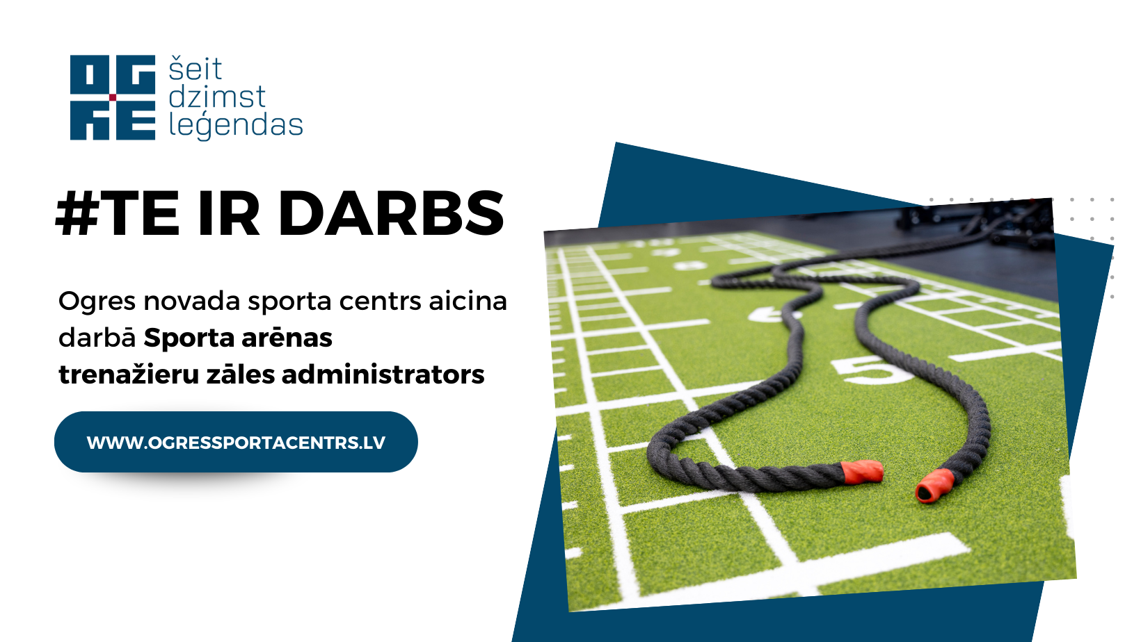 Ogres novada sporta centrs aicina darbā Sporta arēnas trenažieru zāles administratoru. 