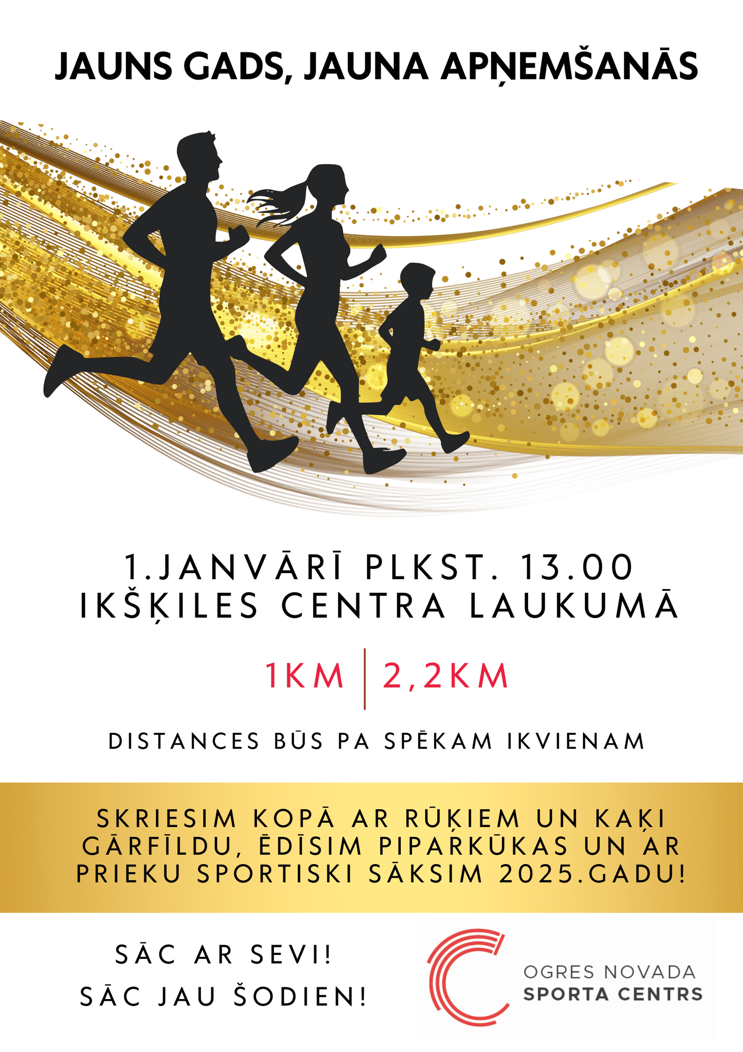 JAUNS GADS, JAUNA APŅEMŠANĀS! 1.janvārī tiekamies Ikšķilē