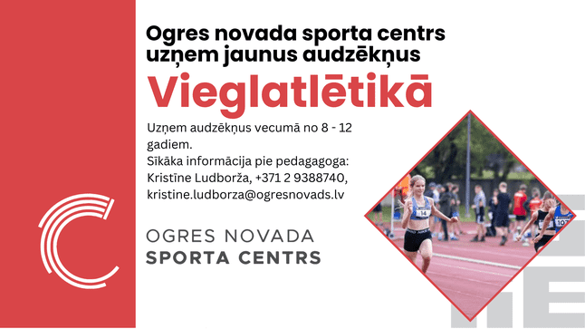 Ogres novada sporta centrs aicina bērnus uz vieglatlētikas nodarbībām!