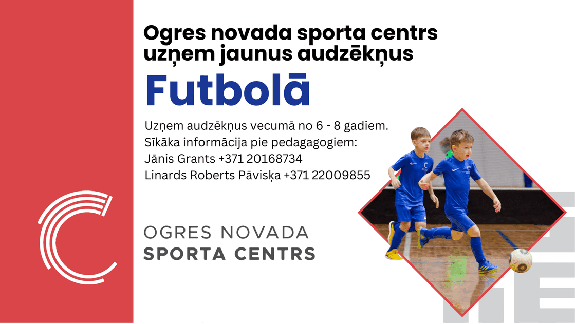 Ogres novada sporta centrs aicina pievienoties futbola nodarbībām! ⚽