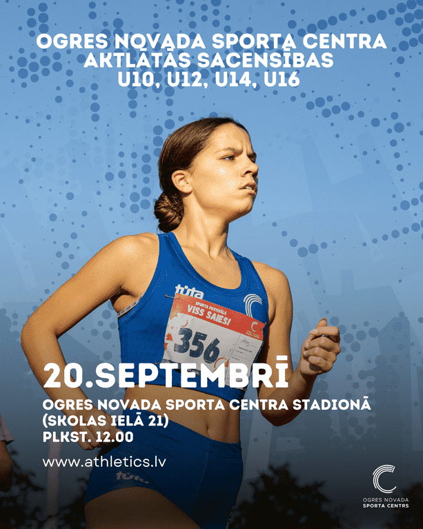 Ogres novada sporta centra atklātās vieglatlētikas sacensības U10, U12, U14 un U16 vecuma grupām