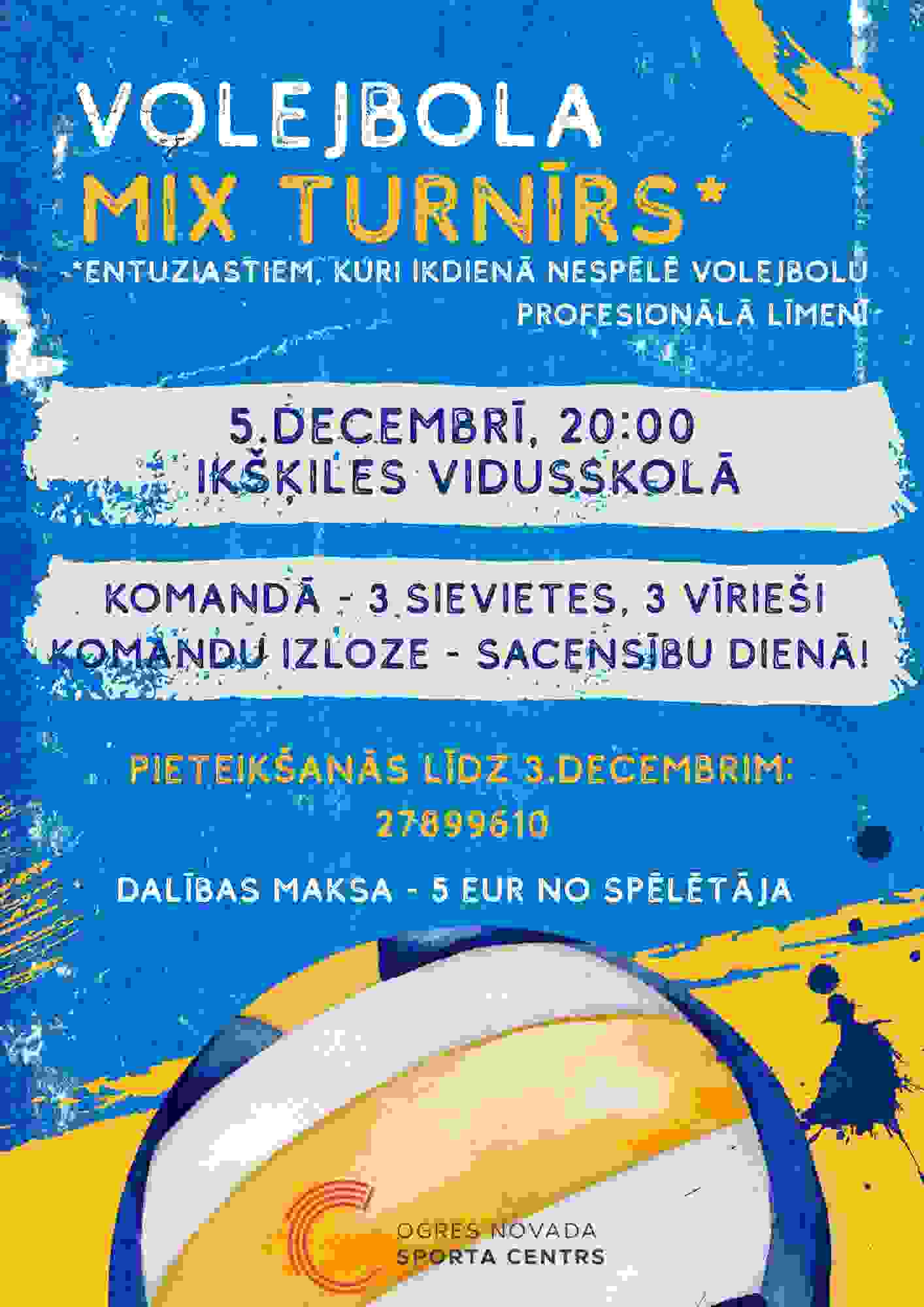 Volejbola MIX turnīrs Ikšķilē – 5.decembrī
