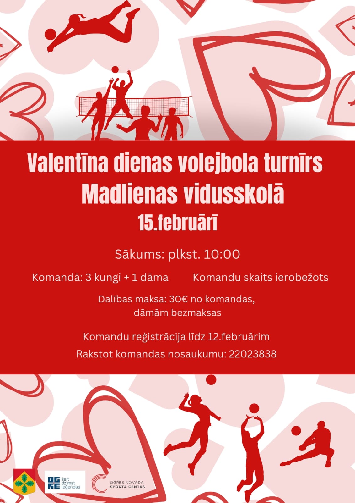 Valentīna dienas volejbola turnīrs Madlienas vidusskolā 15.februārī