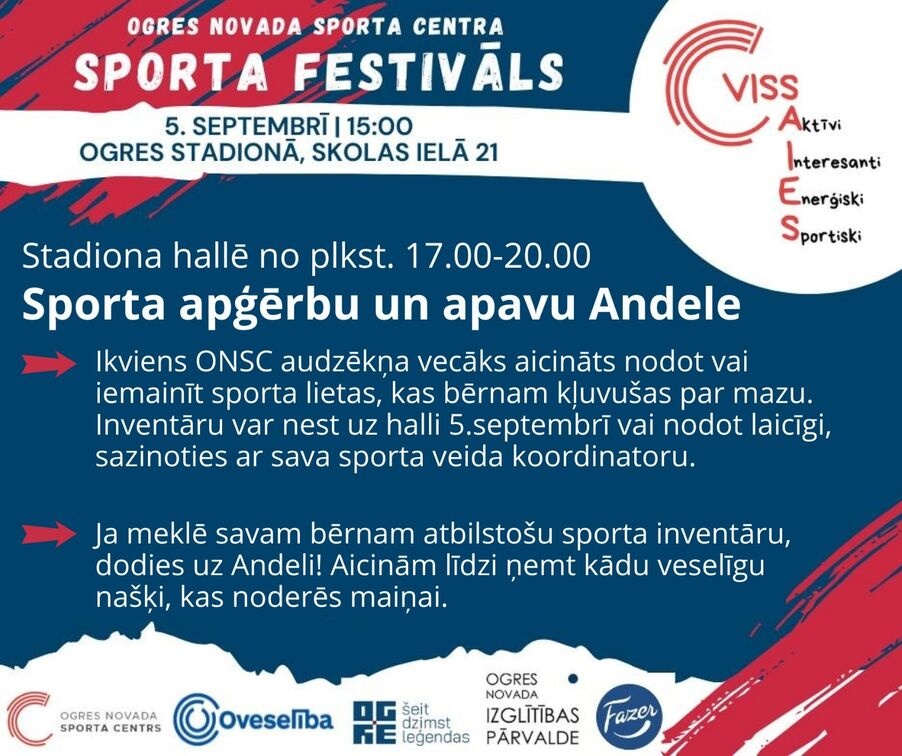 ONSC sporta festivāla ietvaros norisināsies Sporta apģērbu un apavu andele